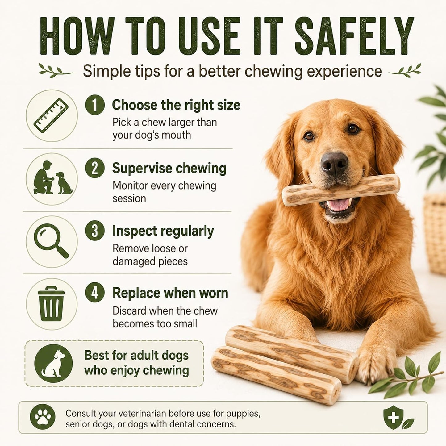 Coffee Wood Dog Chew Toy Natural Long-Lasting Chewing Stick for Dogs