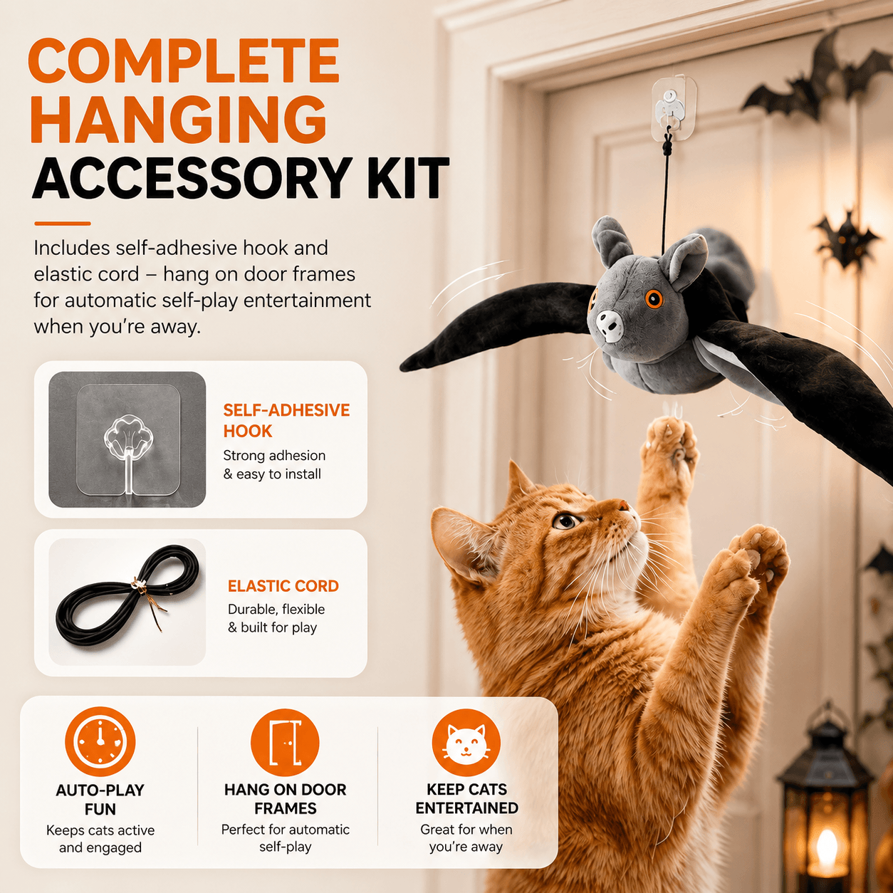 Interactive Flying Bat Cat Toy with Auto Flapping Wings