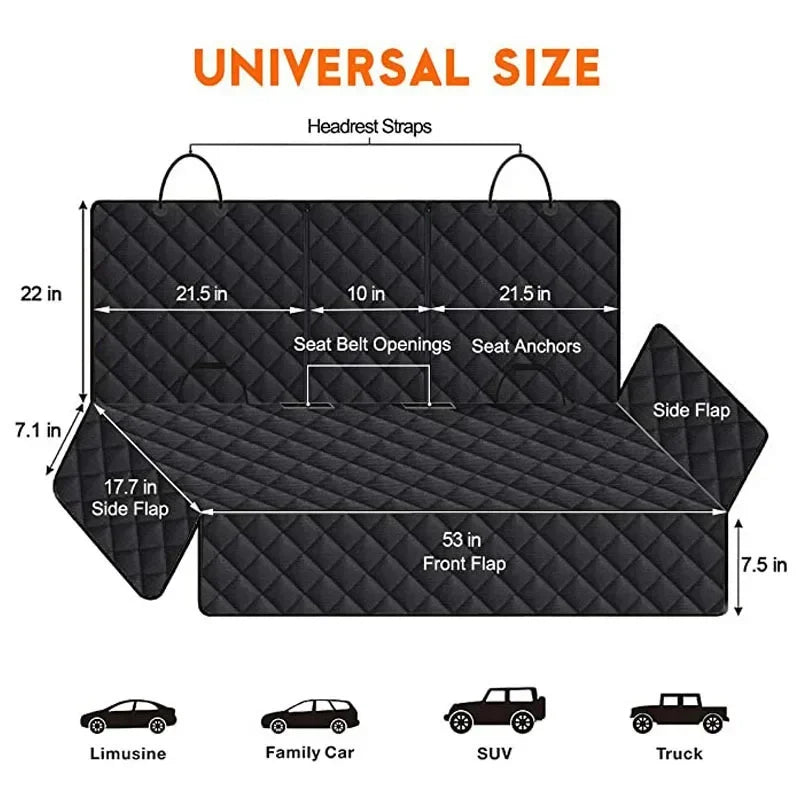 Waterproof Dog Car Seat Cover for Back Seat Protection