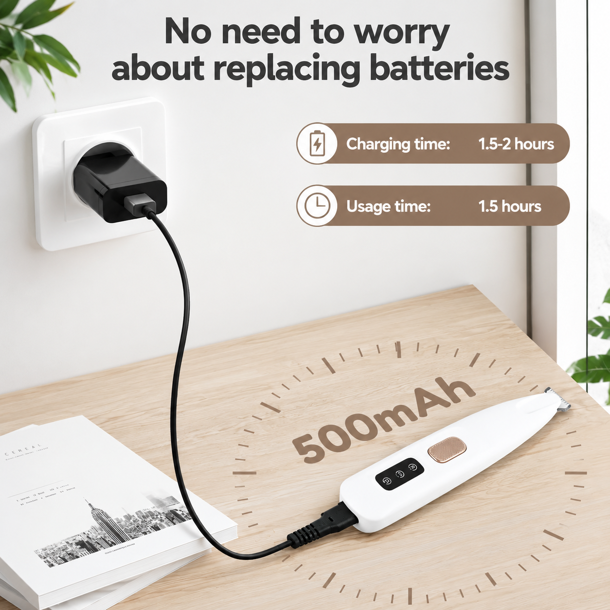 Noblias rechargeable LED pet paw and face trimmer for dogs and cats, featuring precision blades and built-in LED light.