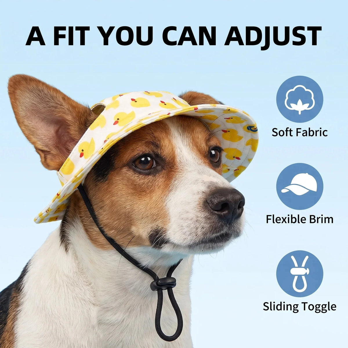 Cute Pet Sun Hat & Adjustable Outdoor Bucket Hat for Dogs & Cats