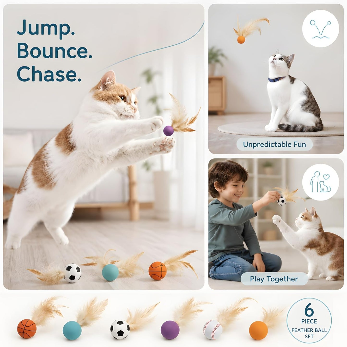 6-Pack Cat Feather Ball Toys for Indoor Cats - view 8