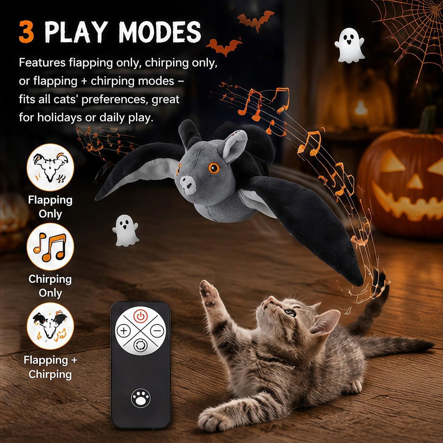 Interactive Flying Bat Cat Toy with Auto Flapping Wings