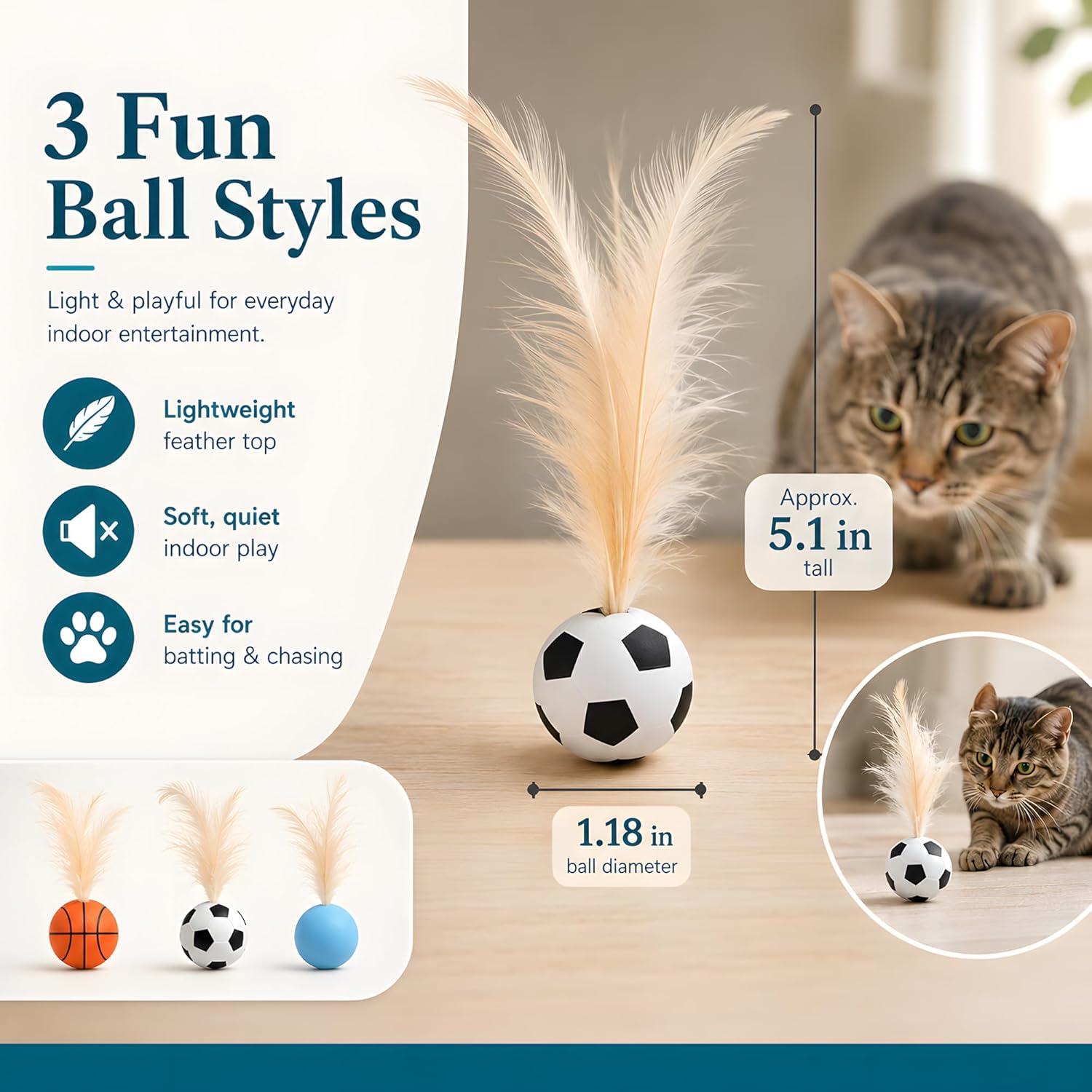 6-Pack Cat Feather Ball Toys for Indoor Cats - view 7