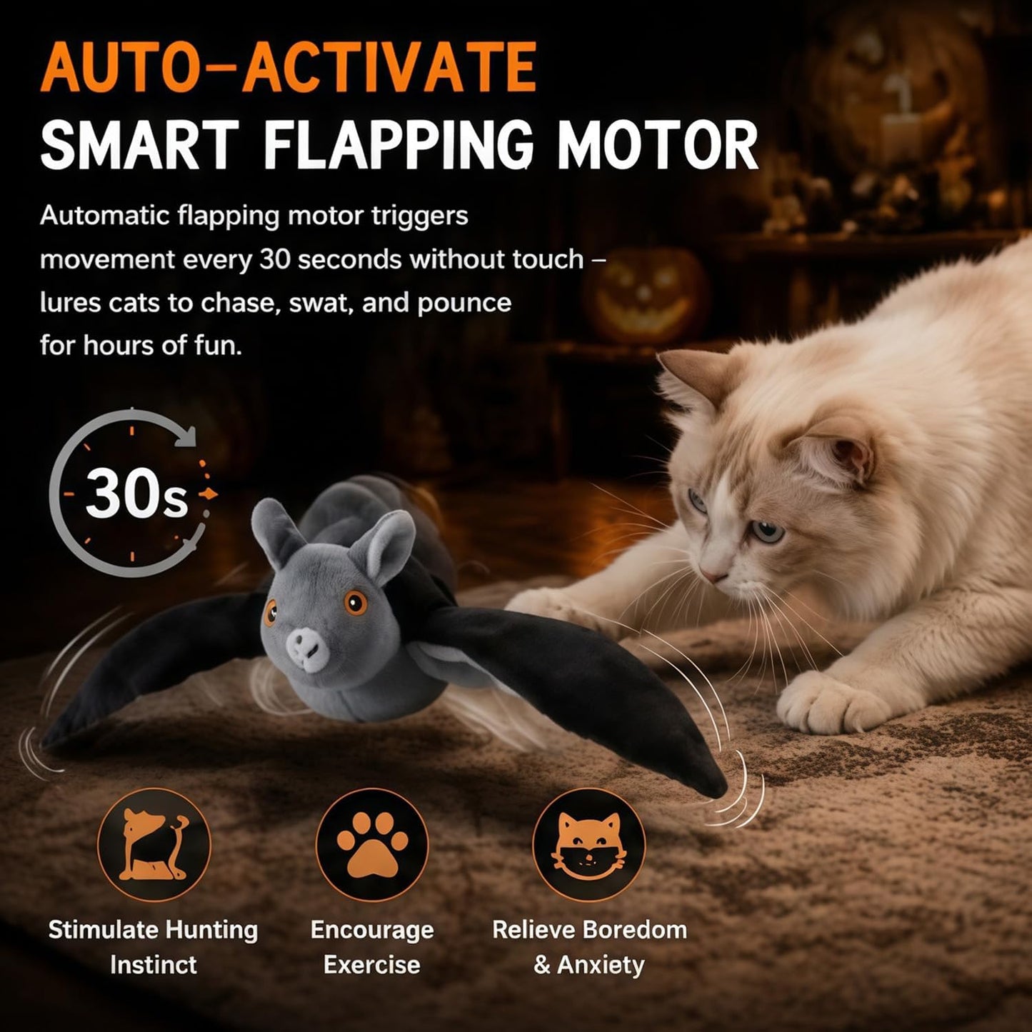 Interactive Flying Bat Cat Toy with Auto Flapping Wings