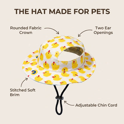 Cute Pet Sun Hat & Adjustable Outdoor Bucket Hat for Dogs & Cats