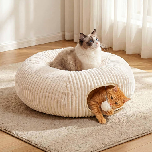 Foldable Cat Tunnel Bed 2-in-1 Cave and Play Tunnel