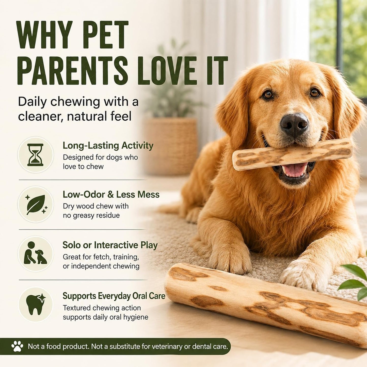 Coffee Wood Dog Chew Toy  Natural Long-Lasting Chewing Stick for Dogs