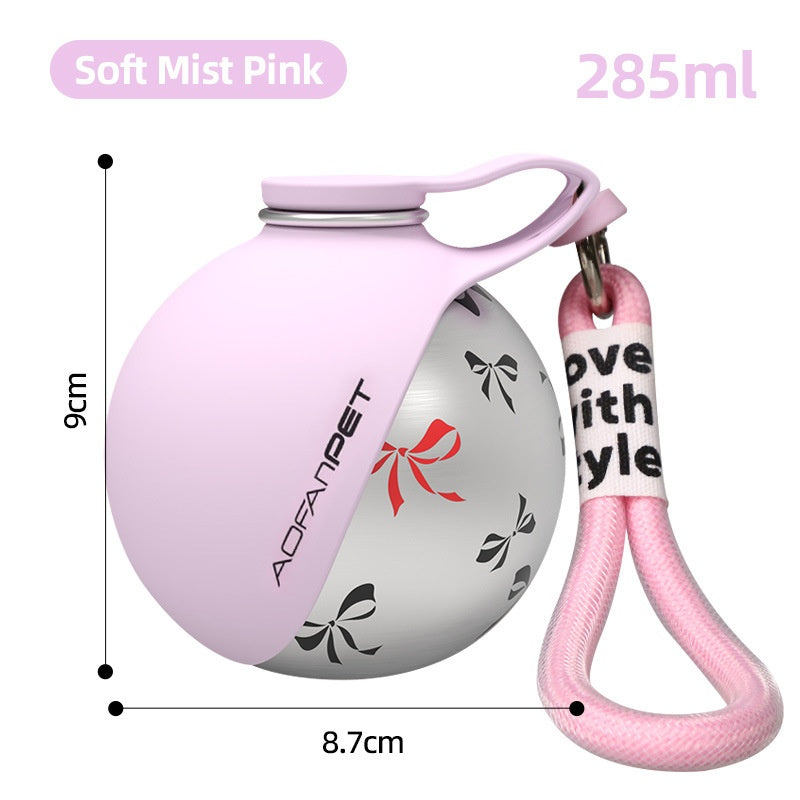 Portable Stainless Steel Dog Water Bottle with Bowl