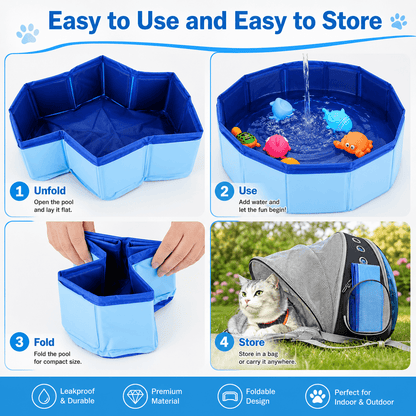 Portable Foldable Pet Pool for Cats and Dogs with Floating Toys