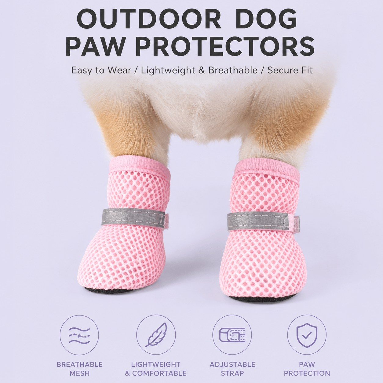 Breathable Mesh Dog Shoes – Anti-Slip Reflective Summer Paw Protection Boots
