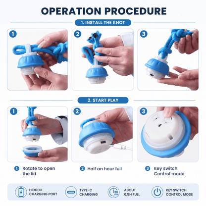 Smart Interactive Dog Ball Toy, Automatic Rolling Rope Toy