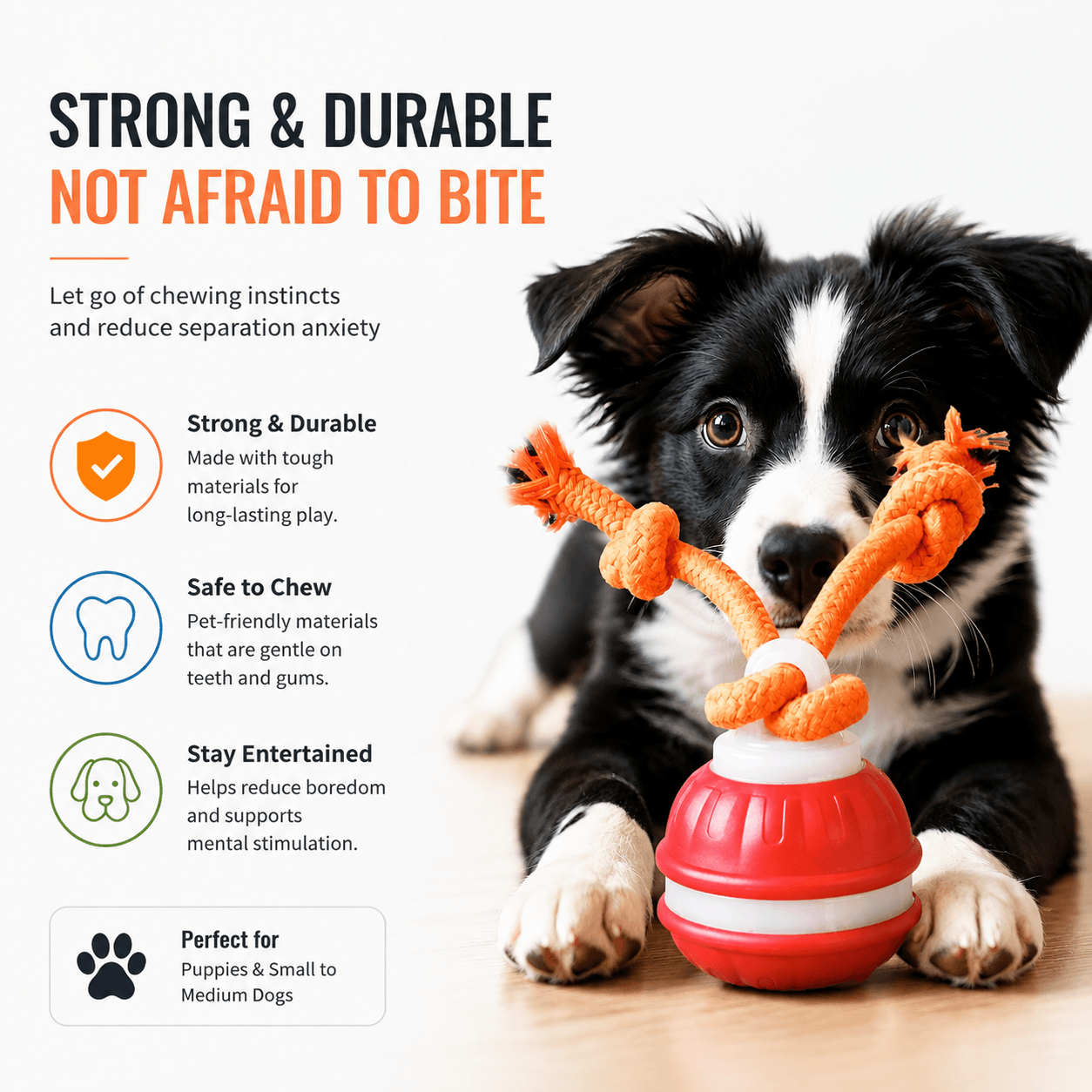 Smart Interactive Dog Ball Toy, Automatic Rolling Rope Toy