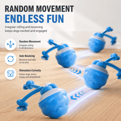 Smart Interactive Dog Ball Toy, Automatic Rolling Rope Toy
