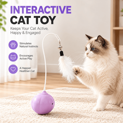 Interactive Feather & Laser Cat Toy & Wobble Teaser with Bell