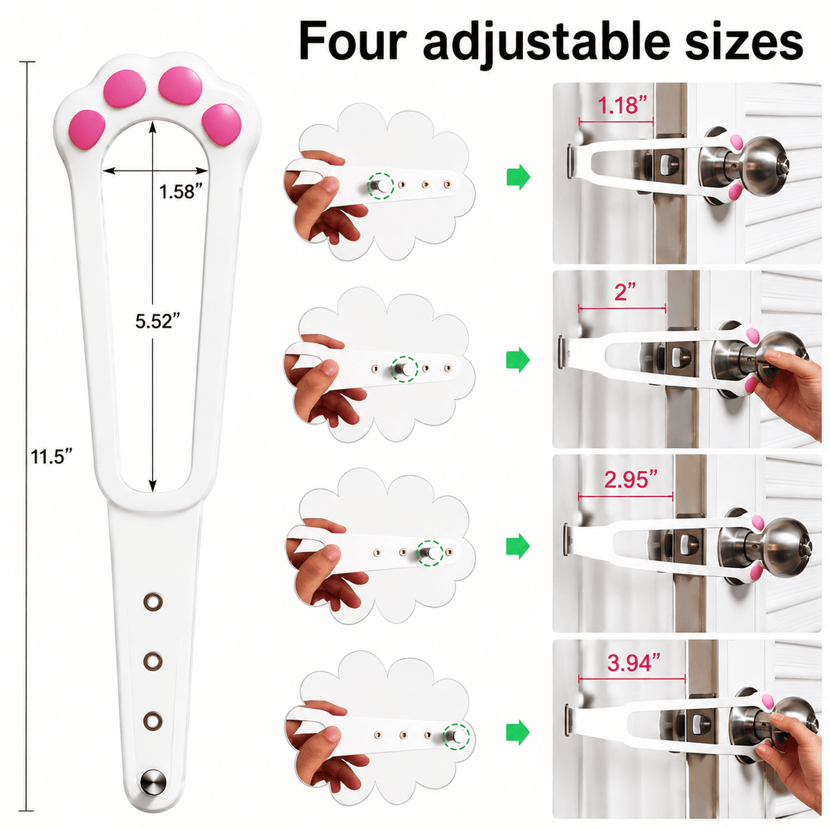 Adjustable Pet Door Holder & No-Drill Door Latch for Cats & Dogs