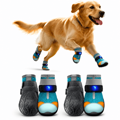 Motion-Activated LED Dog Boots & Breathable Anti-Slip Paw Protection Shoes - 2pcs