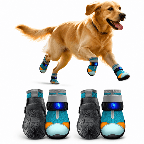 Motion-Activated LED Dog Boots & Breathable Anti-Slip Paw Protection Shoes - 2pcs