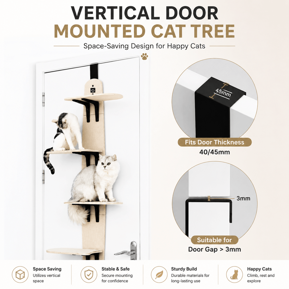 Door-Mounted Cat Climber & Space-Saving Multi-Level Cat Tree