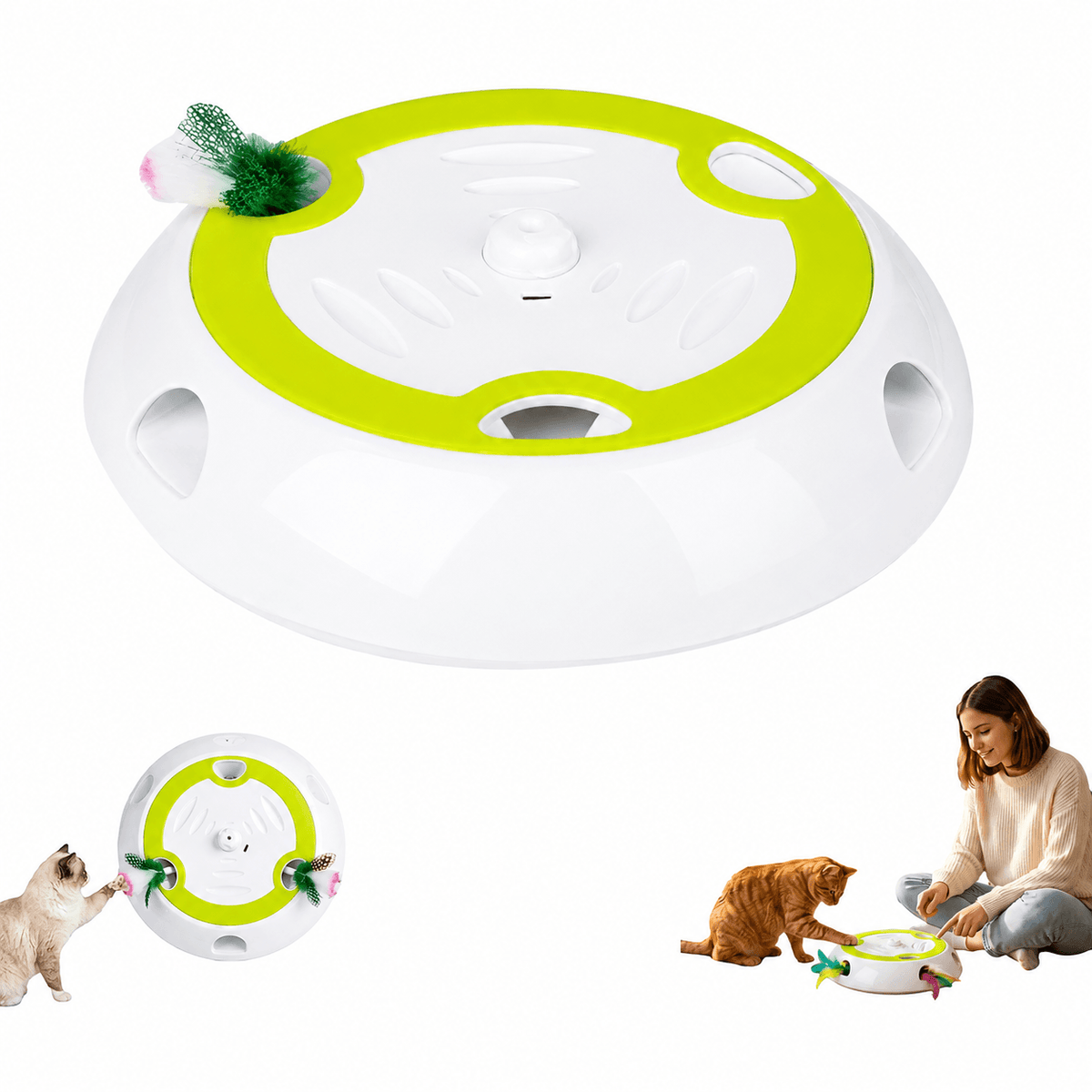Interactive Feather Hunt Cat Toy & Rechargeable Multi-Speed Play