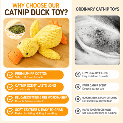 Catnip Duck Toy & Crinkle Plush Cat Toy for Kicking, Biting & Interactive Play