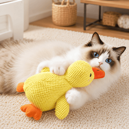 Catnip Duck Toy & Crinkle Plush Cat Toy for Kicking, Biting & Interactive Play