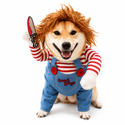Scary Doll Pet Costume & Funny Halloween Costume for Cats & Dogs