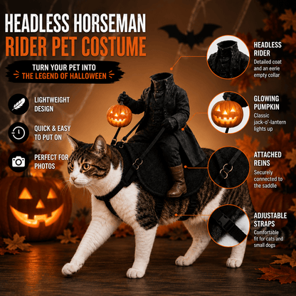 Headless Horseman Cat Costume & Funny 3D Halloween Pet Costume