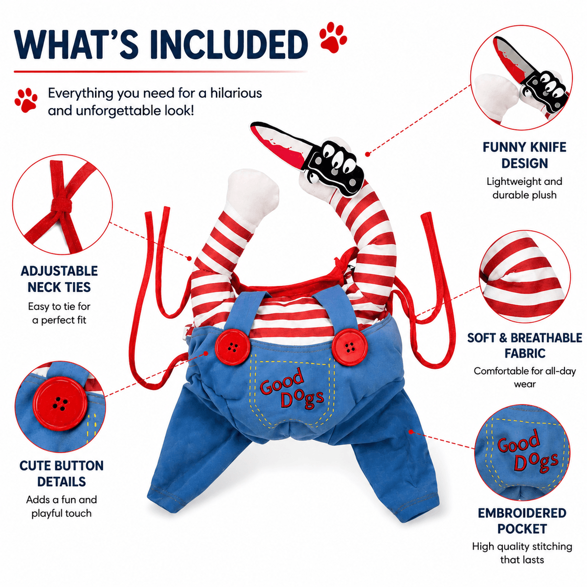 Scary Doll Pet Costume & Funny Halloween Costume for Cats & Dogs