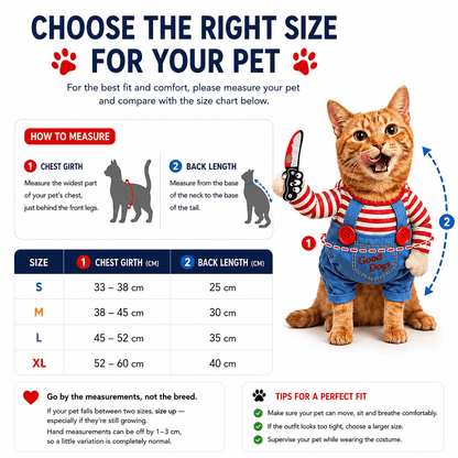 Scary Doll Pet Costume & Funny Halloween Costume for Cats & Dogs