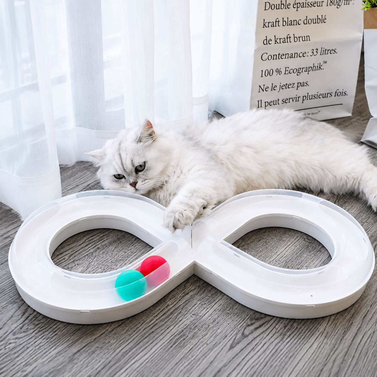 Infinity Figure-Eight Cat Track Toy with Rolling Balls - view 6