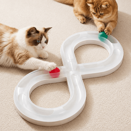 Infinity Figure-Eight Cat Track Toy with Rolling Balls
