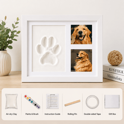 Pet Paw Print Frame Kit Air-Dry Clay and Photo Display - view 9