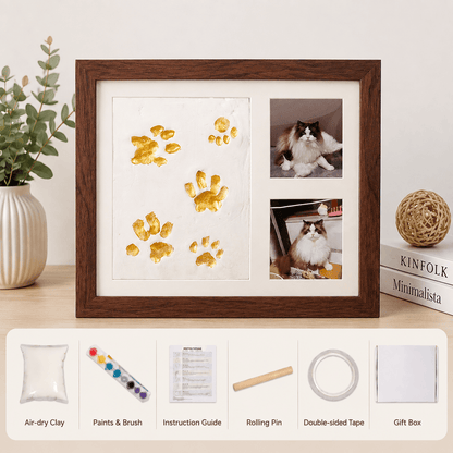 Pet Paw Print Frame Kit Air-Dry Clay and Photo Display - view 7
