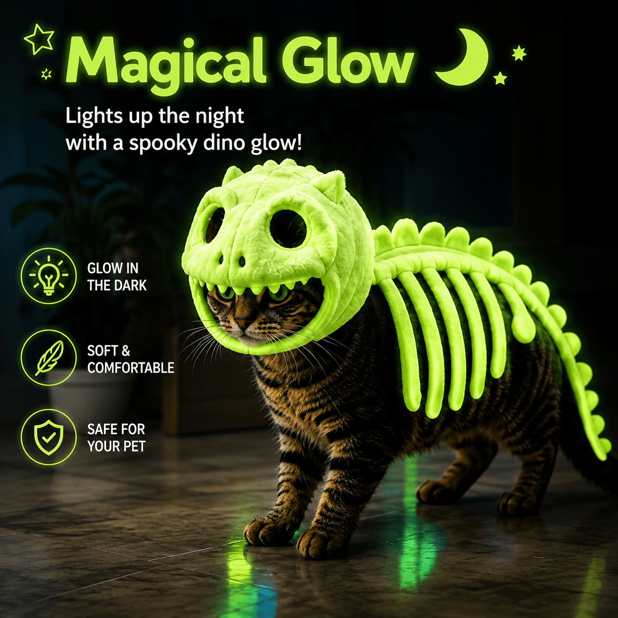 Dinosaur Skeleton Halloween Costume for Dogs and Cats - view 7