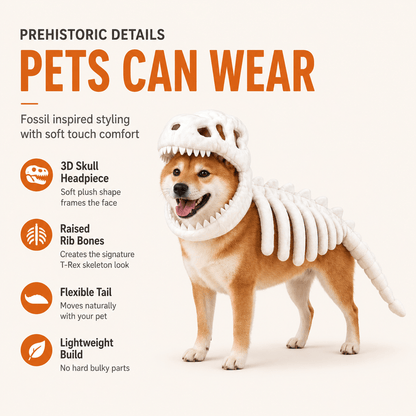 Dinosaur Skeleton Halloween Costume for Dogs and Cats - view 2
