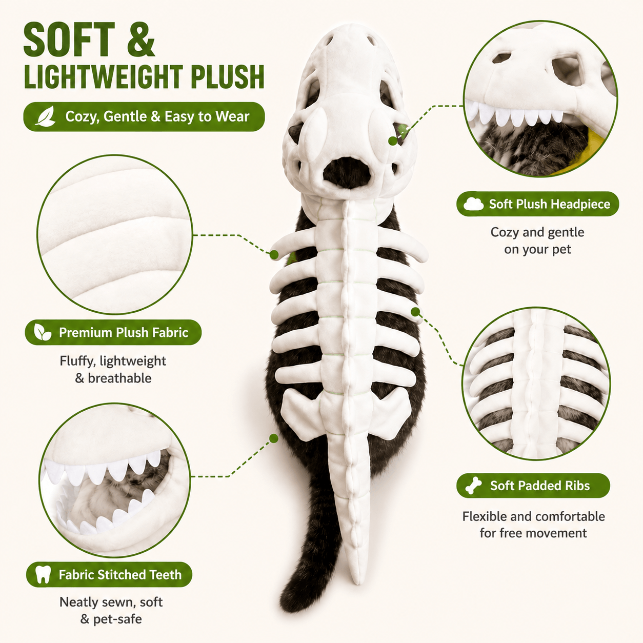 Dinosaur Skeleton Halloween Costume for Dogs and Cats - view 3