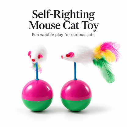Tumbler Mouse Cat Toy & Wobble Interactive Toy with Sound & Feathers