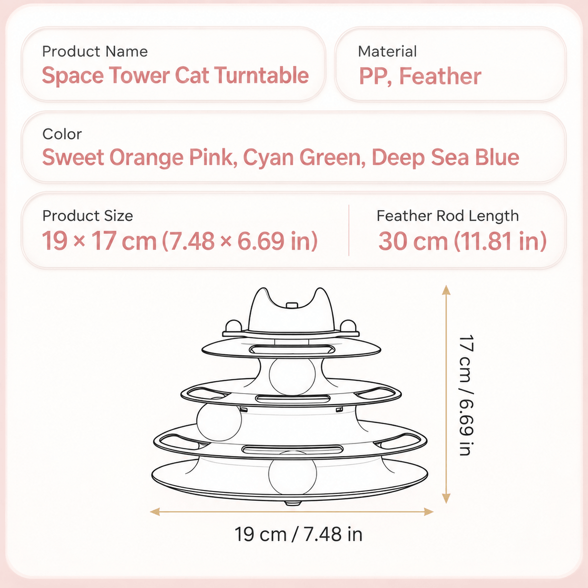 3-Tier Cat Ball Track Toy with Feather Teaser
