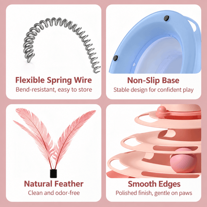 3-Tier Cat Ball Track Toy with Feather Teaser