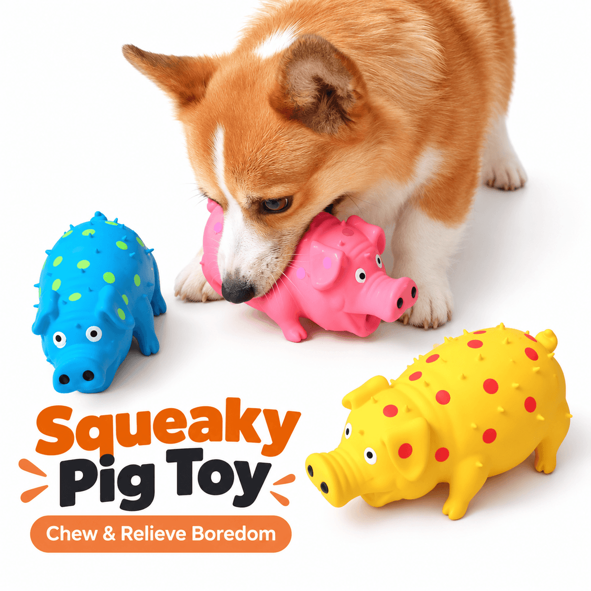 Squeaky Pig Dog Toy & Soft Latex Chew Toy