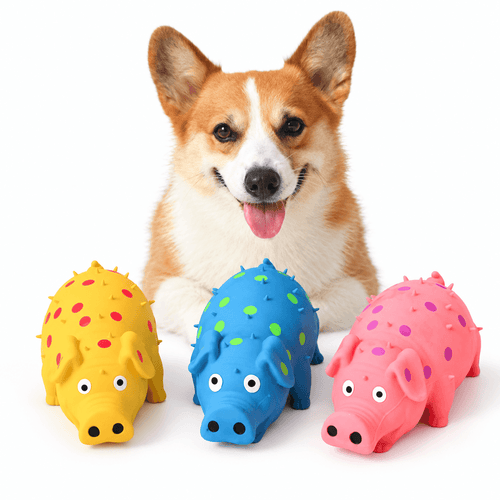 Squeaky Pig Dog Toy & Soft Latex Chew Toy