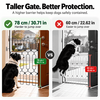 Retractable Dog Gate for Front Door & Tall Metal Pet Safety Barrier