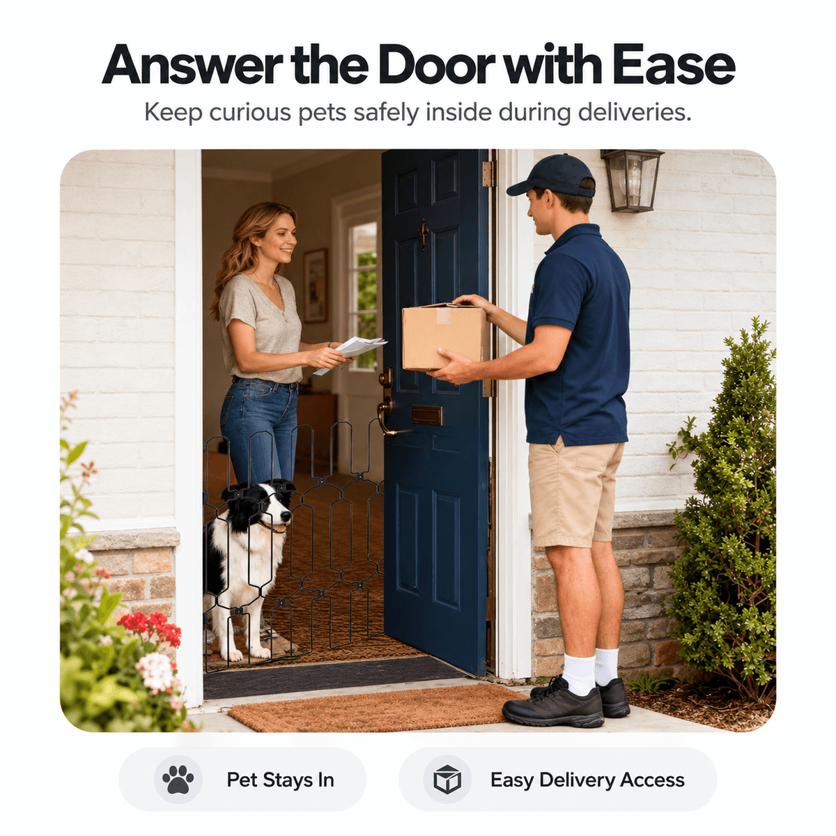 Retractable Dog Gate for Front Door & Tall Metal Pet Safety Barrier