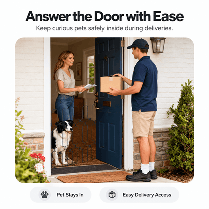 Retractable Dog Gate for Front Door & Tall Metal Pet Safety Barrier