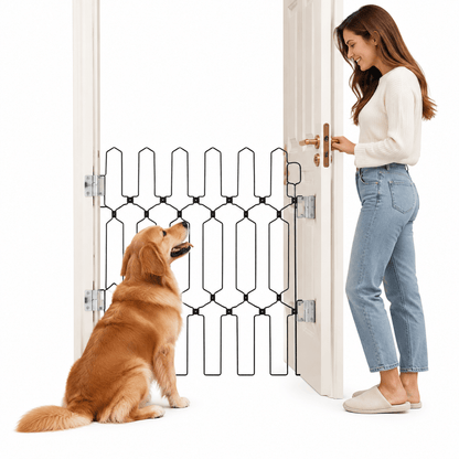 Retractable Dog Gate for Front Door & Tall Metal Pet Safety Barrier