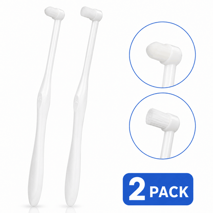 Pet Dental Toothbrush 2-Pack & Flat & Pointed Brush Heads for Cat & Dog Teeth Cleaning