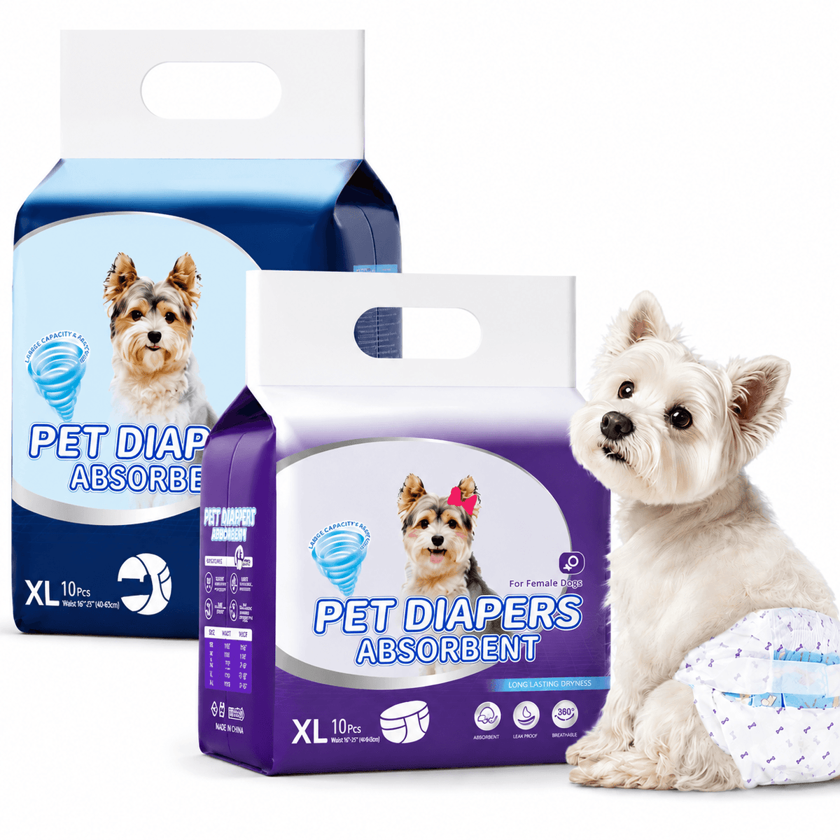 Disposable Dog Diapers for Male & Female Dogs & 10 Pack