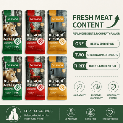 Trace Element Nutrition Pack for Cats & Dogs & Premium Meat Treats with Krill Oil & Fish Oil