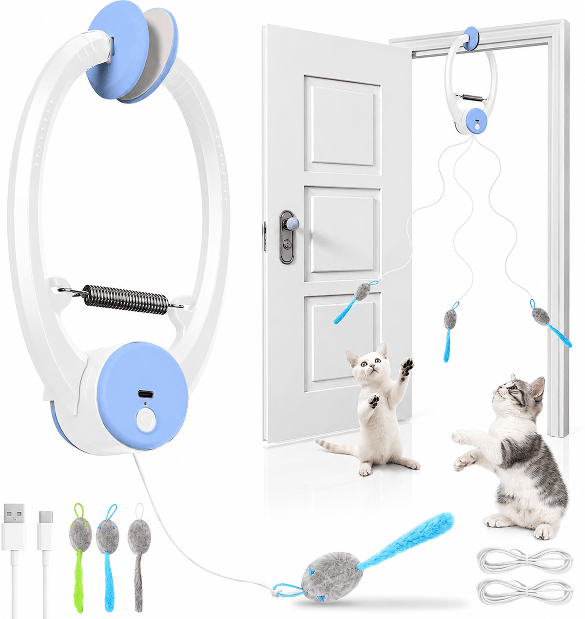 Automatic Hanging Cat Toy & Interactive Moving Mouse Toy for Indoor Cats